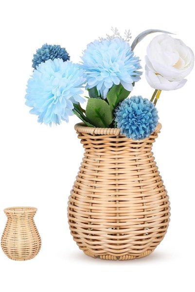 Generic Rattan Vase, Country Style Woven Plant Holder Basket, Imitation Wicke...