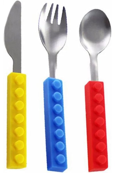 Generic طقم أدوات مائدة غربية للأطفال من الفولاذ المقاوم للصدأ مكون من 3 قطع:...