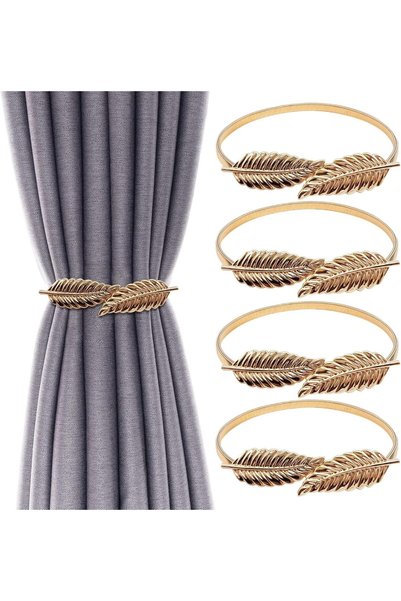 Generic 4 Pack Gold Curtain Tiebacks Holder, Elegant Adjustable Length Spring...