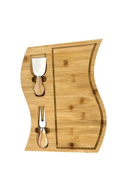 GRÜNBERG Set 2 x Platou din Bambus, cu 2 Accesorii, pentru Prezentare si Serv...