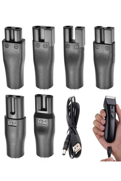 FUJISHKA كابل شحن USB عالمي لماكينة الحلاقة مع 6 رؤوس - سلك شحن لماكينة تشذيب...