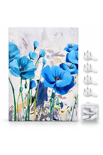 Generic Brand Blue Poppy Flower Canvas Wall Art Painting, Modern Abstract Flo...