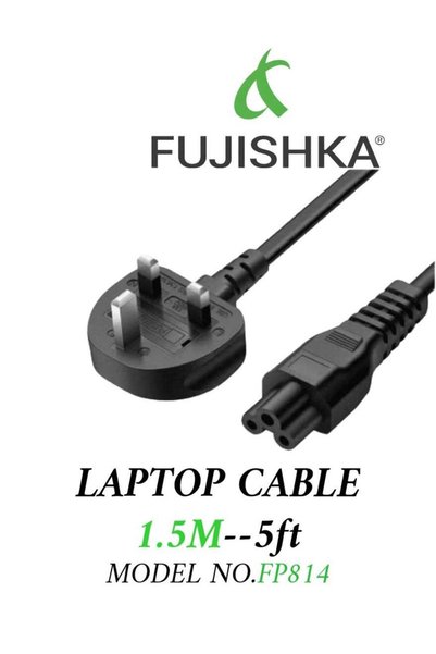 FUJISHKA كابل طاقة للكمبيوتر المحمول بطول 1.5 متر - سلك طاقة Cloverleaf C5 لش...