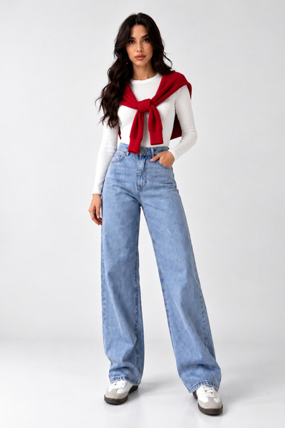 OnPelin jeans Παντελόνι τζιν με ελαστική μέση, φαρδιά γραμμή και στυλ «boyfri...