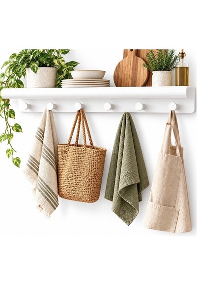 PUFO Wall coat rack with shelf for kitchen, bedroom, hallway, office, modern ...