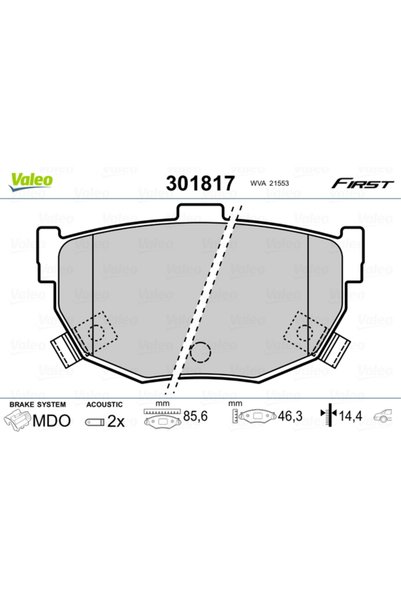 VALEO Σετ τακακιών φρένων, δισκόφρενο 301817