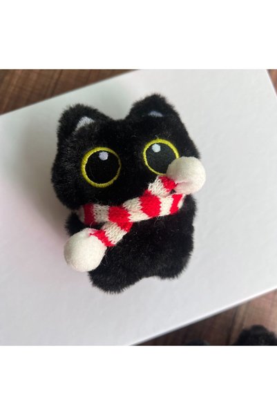 Choice Style B Cartoon Cute Black Cat Plush Keychain Squeaky Toy Squishy Bag ...