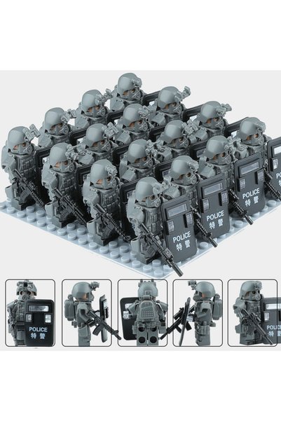 BANDAI 18 pcs-5 Reloadable Ghost SWAT special forces MOC figures, building bl...