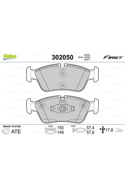 VALEO Σετ τακακιών φρένων, δισκόφρενο 302050