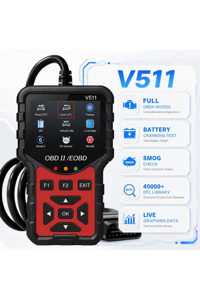 Choice Red V511 Obd2 Scan Diagnostic Tool, Equipped with Battery Tester, Engi...