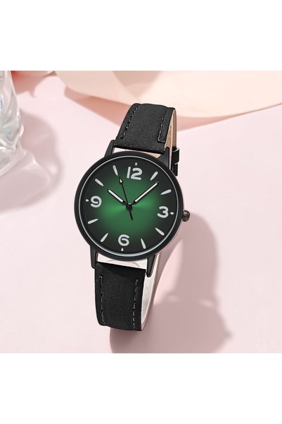 Choice BlackStrapGreenDial Pu Leather Women Watch Casual Wristwatch Quartz Wa...