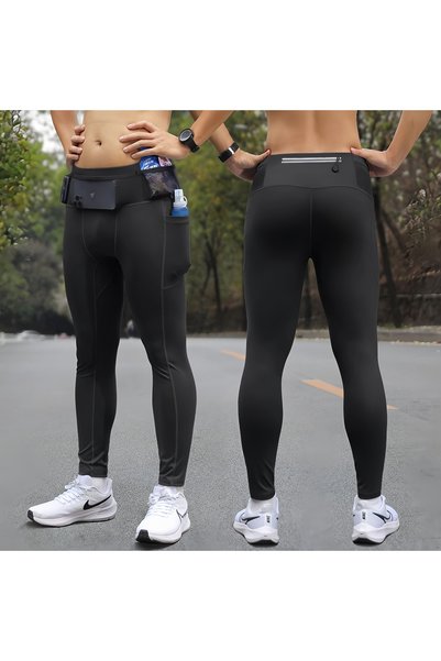 Choice L M2491 black Mens Compression Running Pants Cycling Long Leggings Out...
