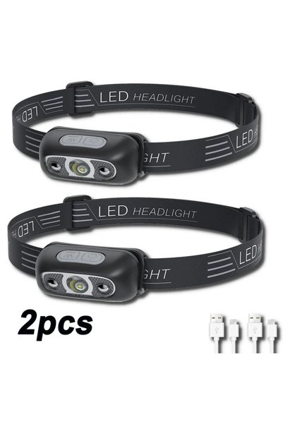 Choice 2pcs LED Headlamp USB Rechargeable Headlight Super Bright Adjustable H...