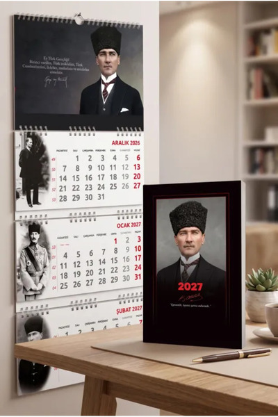 HalkKitabevi 2027 Gazi Gemici Duvar Takvimi ve Kalpaklı Atatürk Ajanda