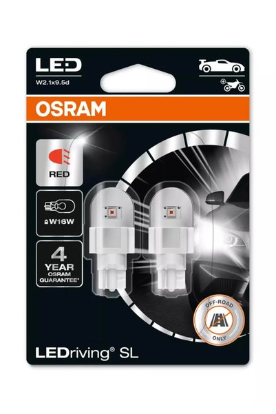 Osram Bec LEDriving SL W16W Rosu |   12V - 2W - W2.1x9.5d - Set 2 buc (Off-Ro...