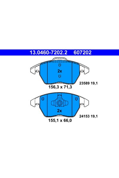 Ate Σετ τακακιών φρένων, δισκόφρενο 13.0460-7202.2