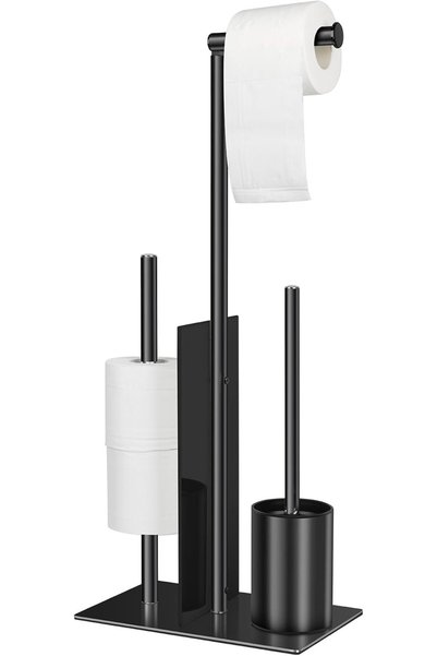 Topsky Toilet Brush and Free Standing Toilet Roll Holder Set Stainless Steel ...