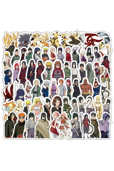 BANDAI Burgundy 100Pcs Classic Naruto Anime Character Stickers, Mixed Ninja M...