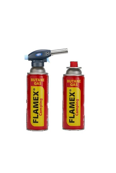 Elworld Butane torch, with piezo ignition, plus 2 gas canisters 227 g