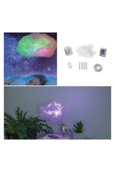 Lamba Lampă Nor DIY cu LED Multicolor, 16 Culori, 4 Efecte și Telecomandă – D...