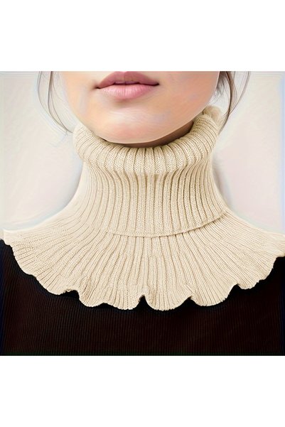 Choice Ivory Fashionable Black and White Knitted False Neck Scarf - Soft, Thi...