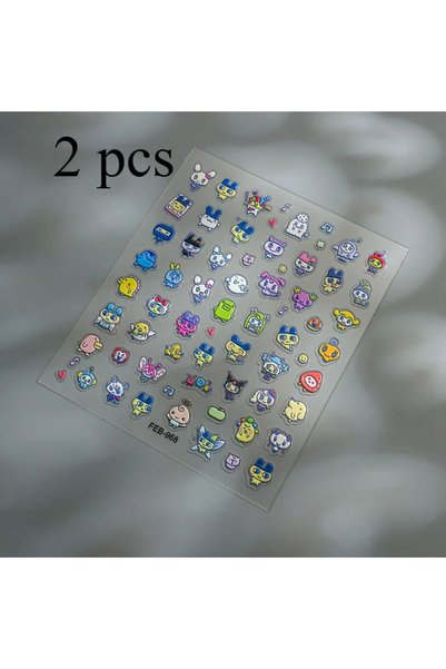 BANDAI 2pcs New electronic pet Mamachi Kuchipachi 3D relief nail stickers, de...