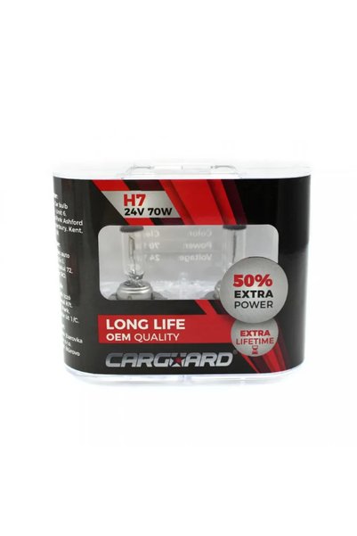CarGuard Комплект от 2 халогенни крушки 24V - H7, 70W, +50% интензитет - ДЪЛЪ...