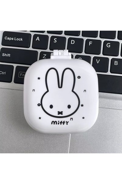 Miniso مشط هوائي قابل للطي بتصميم أرنب ميفي الكرتوني اللطيف مع مرآة 2 في 1، م...