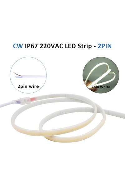 Choice شريط إضاءة LED من نوع COB بطول 2 متر، سلك 2Pin، يعمل بجهد 220 فولت، مق...