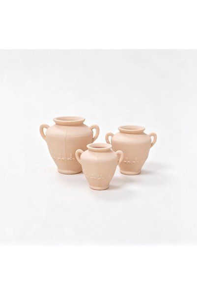 Choice pink Miniature Ceramic Three-Piece Set, Dollhouse Retro Decorative Ite...