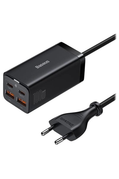 Baseus Încărcător GaN3 Pro 100W cu 4 porturi, 2 USB-C și 2 USB-A, Negru