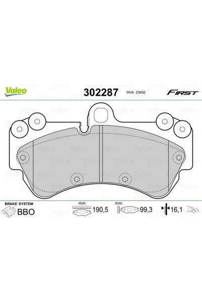 VALEO Комплект накладки за дискова спирачка 302287