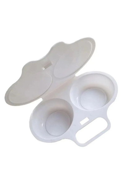 Choice White Microwave Egg Poacher Dual Cavity Plastic Egg Cooker Mold, Quick...