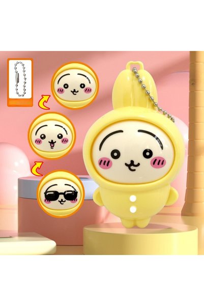 BANDAI A Cartoon Press-to-change-expression Jikikawa Hachiware Usagi Keychain...