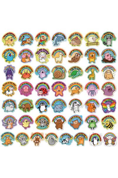 Choice 50pcs 50 PCS Rainbow Animal Mental Health English Positive Energy Quot...