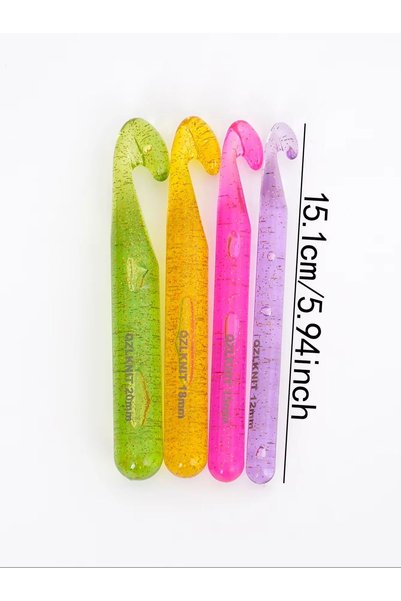 Choice 1 set Colorful Gold Glitter Transparent Acrylic Chunky Crochet Hook Se...