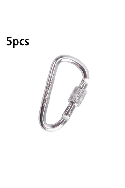 Choice Silver 5pcs Aluminum Alloy Carabiner Safety Buckle Keychain With Lock ...
