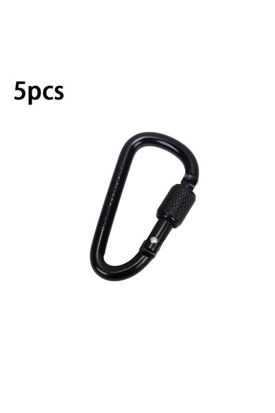 Choice black 5pcs Aluminum Alloy Carabiner Safety Buckle Keychain With Lock C...