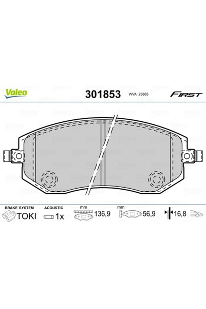 VALEO Σετ τακακιών φρένων, δισκόφρενο 301853
