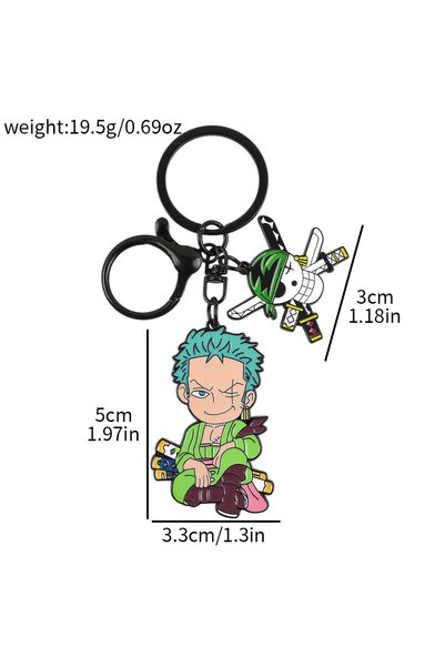 BANDAI KC1841 One Piece Anime Keychain Set - Monkey D. Luffy & Roronoa Zoro C...