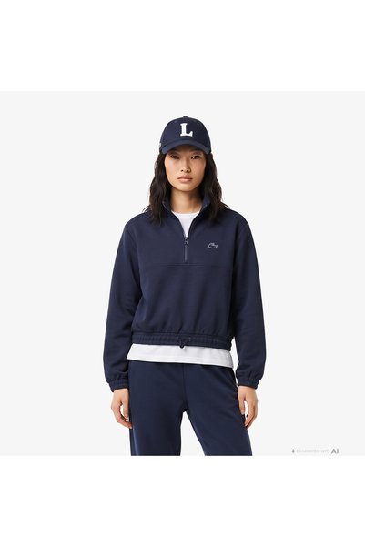 Lacoste Kadın Relaxed Fit Yarım Fermuarlı Lacivert Sweatshirt