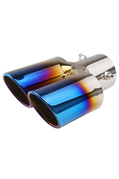 Choice Blue Burnt Straight Universal Dual Exhaust Tip Stainless Steel Slant C...