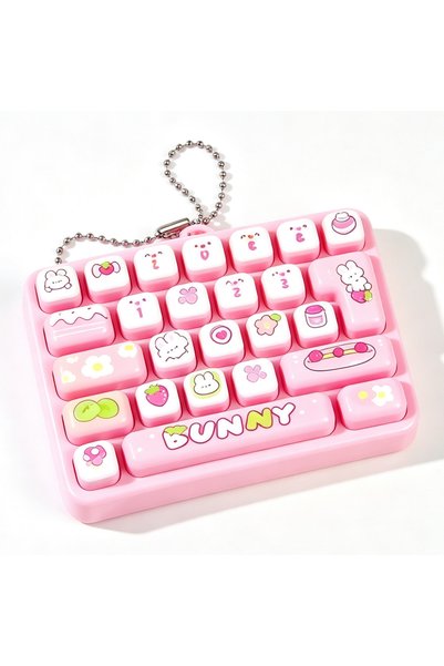 Choice Pink-1PCS 2026 Mini 26-key Key Caps Clicker Keychain Mini 26-piece Set...