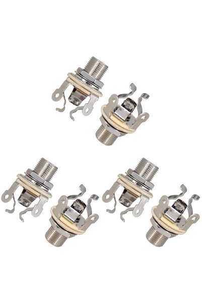 APWIKOGER Silver 6pcs 2-10PCS 1/4 Inch 6.35Mm Guitar Pickup Output Jack Socke...