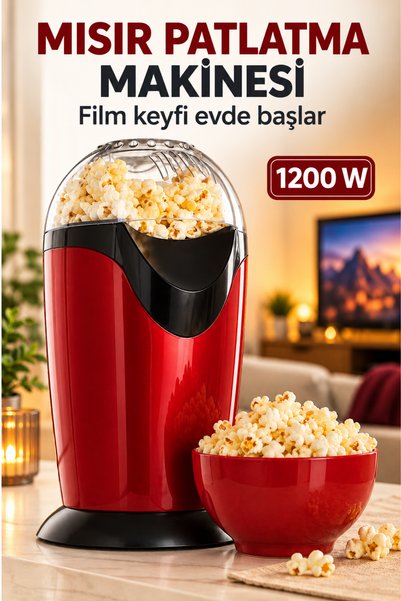 Arfseb Mısır Patlatma Makinesi 1200W Yağsız Sıcak Havalı Popcorn Makinesi Şef...
