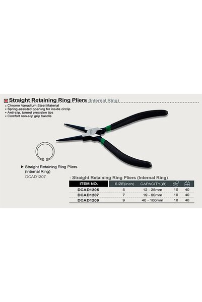 TOPTUL Straight nose pliers for internal safety DCAD1207