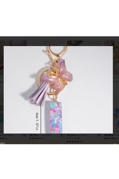 Eom 1 breloc cu literă engleză, accesoriu cu ciucure în formă de fluture