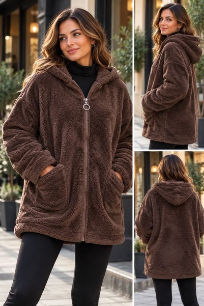 MENSAR OTANTİK Jachetă pentru femei polar fleece Welsoft cu croială lejeră, d...