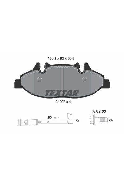 TEXTAR Σετ τακακιών φρένων, δισκόφρενο 2400701