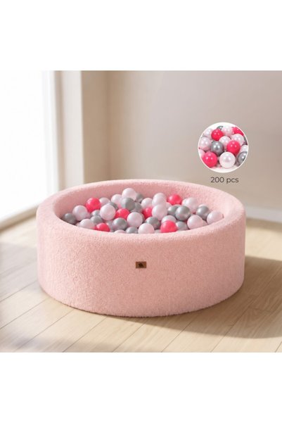 Moni Toys Boucle Pink Soft Ball Pool, 200 Colorful Balls, Removable Cover, 12...